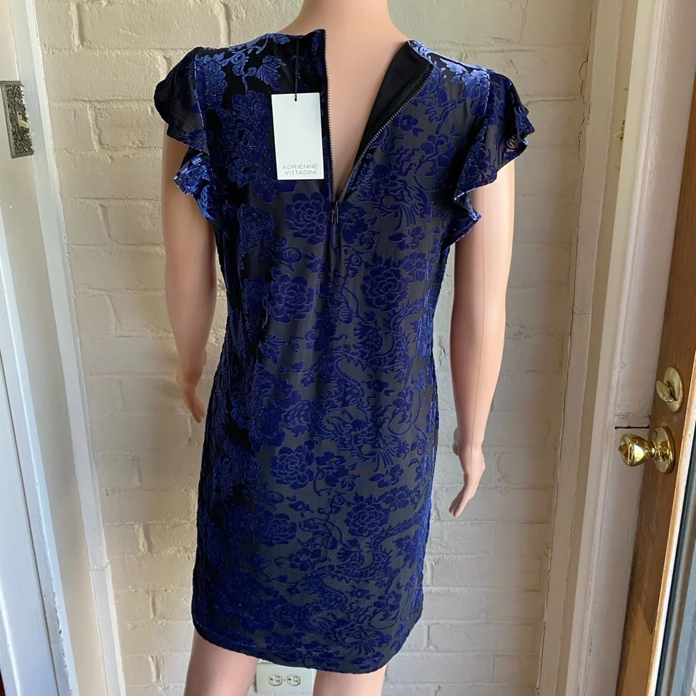 Adrienne Vittadini new w/ tags velvet navy blue & black floral dress size xs
